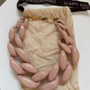 Diana Broussard Glossy Nude Pink Chunky Resin Link Necklace